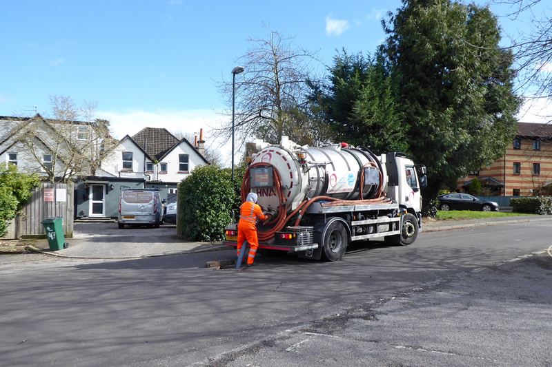Drain cleaning, Dobson Road, Langley Green, Crawley - geograph.org.uk - 6778139